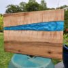Curly maple and bright ocean blue